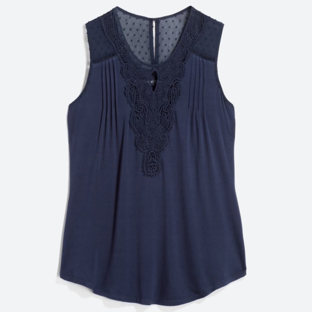 DANIEL RAINN Ranella Crochet Front Keyhole Knit Top size XL
